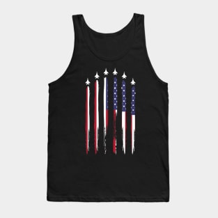 American Flag USA Airplane Jet Fighter 4th of July Patriotic T-Shirt Tank Top